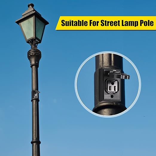 Flutesan 6 Pcs Lamp Post Outlet 125V 15A Grounded Electrical Outlet Energy Saving Light Pole Plug for Outdoor Lamp Post and Poles Energy Saving and Weather Resistant UL Listed Black
