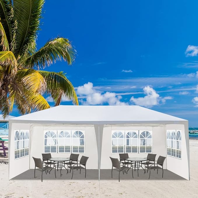 10'X20' Outdoor Party Tent with 4 Removable Sidewalls Waterproof Canopy Patio Wedding Gazebo White