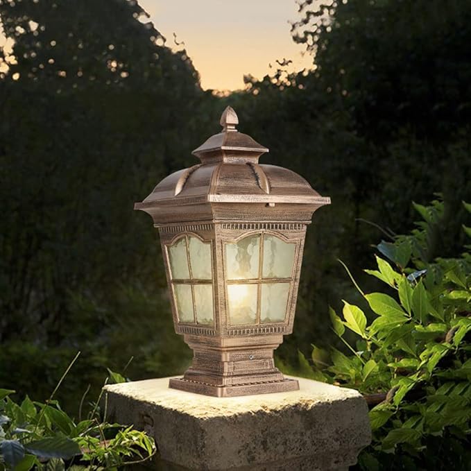 Outdoor Column Lights IP65 Waterproof Pillar Lights Outdoor Post Lights Fixture Glass Aluminum Antirust Column Lamp for Garage Pavilion Courtyard Park Lighting