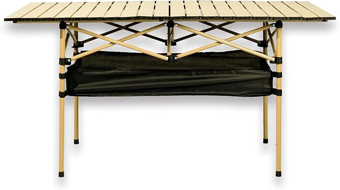 Outdoor Folding Table 7.93LBS Ultralight Camping Table with Built-in Storage &amp Carry Bag 225LBS Heavy Duty Aluminum Tabletop Carbon Steel Frame for Camping Picnic Beach BBQ