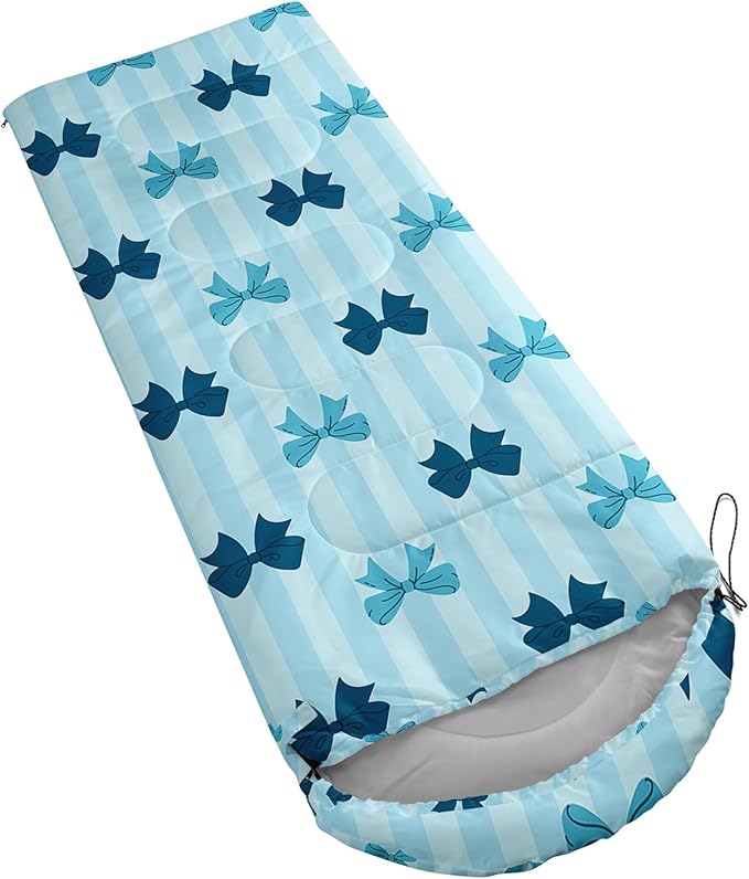 Colorful Bow Sleeping Bag 3 Season Warm Cool Weather Hand Drawn Bow Camping Sleeping Bag for Adult Cute Bowknot Camping Backpacking for Outdoor Traveling Hiking Hunting Gear Equipment