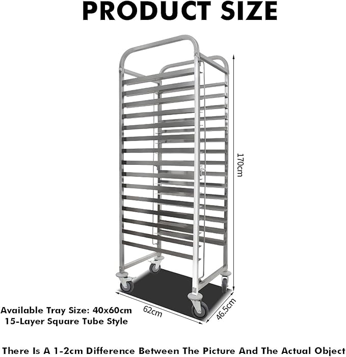 Quick Rack for Baking Pans15-Tier Commercial Bread Pan Rack - Heavy-Duty Baking Tray Storage for Restaurants Bakeries and Food Service - Maximize Kitchen Efficiency and Organization