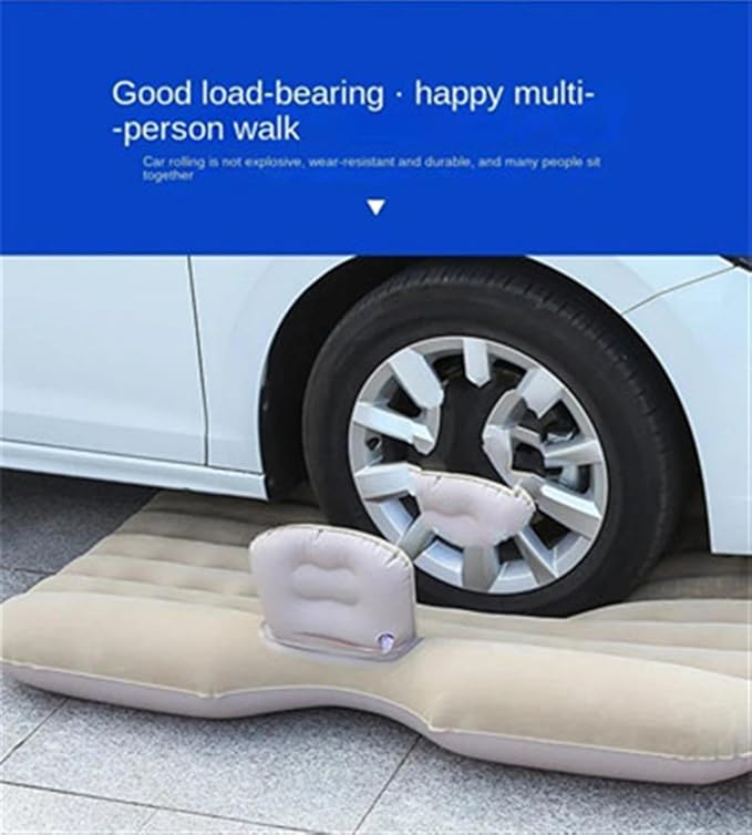 Car Inflatable Mattress Car Camping Travel Mattress Foldable Storage Inflatable Car Bed Suitable for Car Camping Travel (Natural)