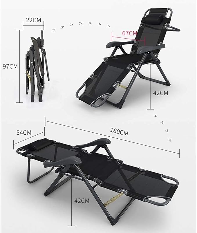 Lounge Outdoor Folding Reclining Sun Lounger Zero Gravity Chair for Beach Patio Garden Camping Super Wide 67CM Deck Chair with Adjustable Backrest
