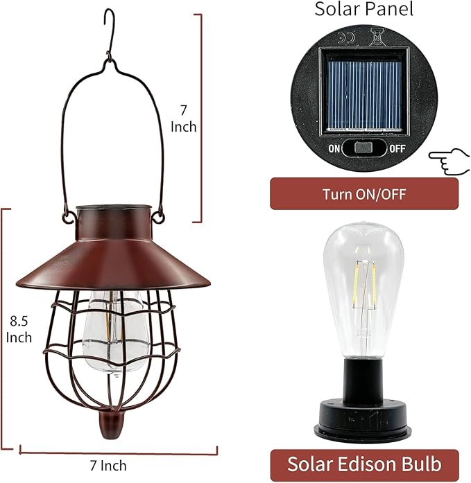 4 Pack Solar Lantern Outdoor Waterproof Metal Solar Hanging Lamp with Warm White BulbSolar Lights Outdoor Design for Garden Yard Patio Proch Decor
