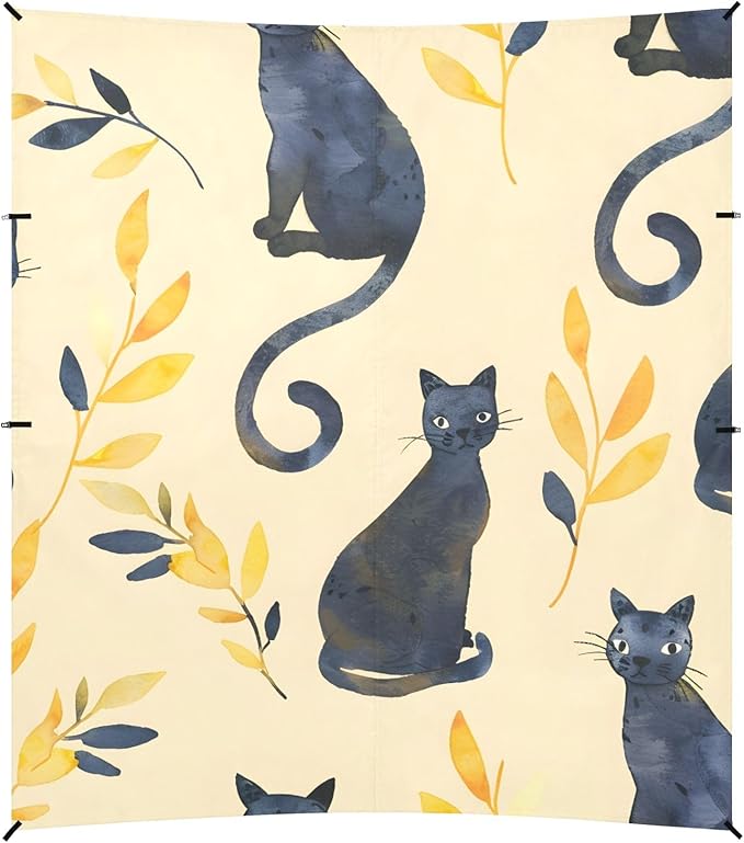 Watercolor Cat and Leaf Camping Sun Shelter Beach Tent Portable Beach Sun Shade Outdoor Canopy for Camping Trips Fishing Picnic