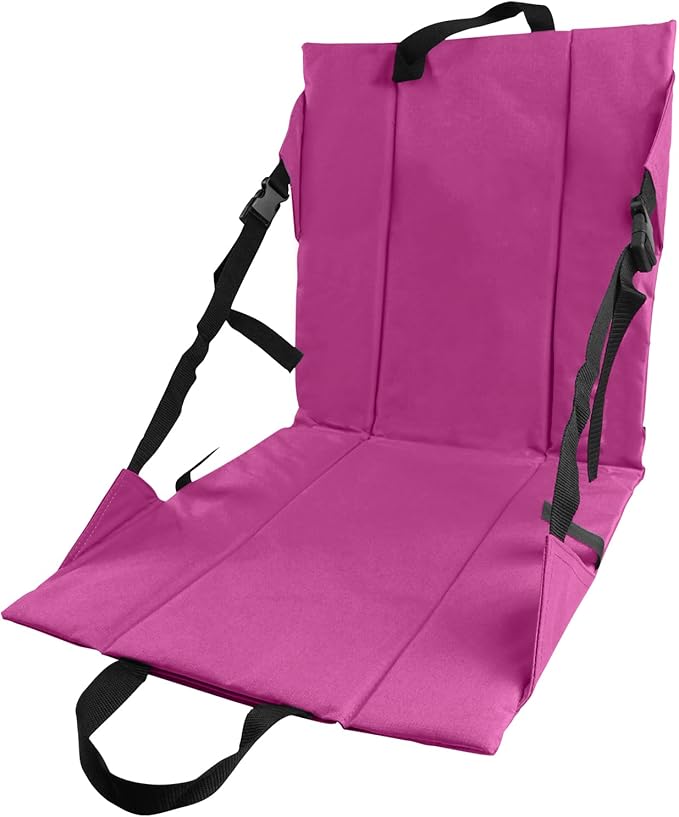 Folding Stadium Seat Cushion with Backrest Portable Bleacher Pad for Camping Fishing15.8'' x 16.5''Lightweight Chair with Backrest for Outdoor Sports and Concerts (Rose Pink)