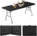 6 Ft White Folding Table Portable Table Camping Table Outdoor Collapsible Dinner Table Outdoor Tables for Patio Yard Wedding Party Cocktail Display