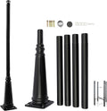 12.5FT Outdoor Lamp Post Split Street Light Pole with Top Globe &amp Ground Cage Lighting Post Fixtures for Pathway Courtyard Parking Lot Fits Standard 3 Post Top Fixtures (12.5FT 275+76mm)