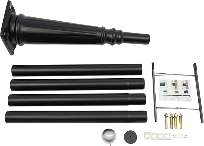 12.5FT Outdoor Lamp Post Split Street Light Pole with Top Globe &amp Ground Cage Lighting Post Fixtures for Pathway Courtyard Parking Lot Fits Standard 3 Post Top Fixtures (12.5FT 275+76mm)