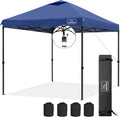 KAMPKEEPER One Person Setup 10x10 Pop up Canopy Tent Instant Portable Canopy One Push Outdoor Canopy with 3 Adjustable Heights Wheeled Carry Bag Bonus 8 Stakes and 4 Ropes(Navy)