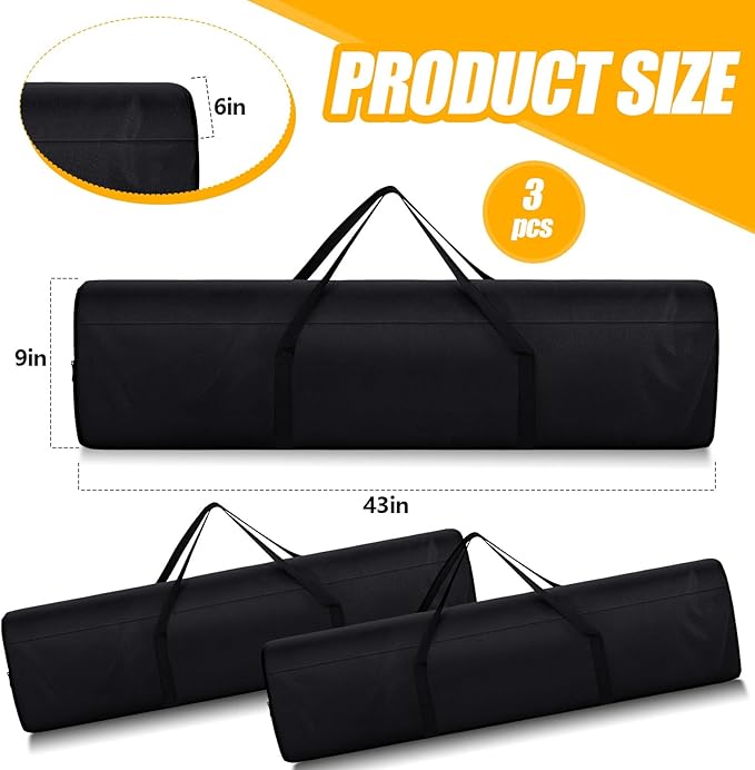 Riakrum 3 Pack 43.31 Inches Replacement Bag for Folding Camping Chair Large Folding Beach Chair Carry Oxford Fabric Bag with Handles for Travel Tent Storage Outdoor Carrying Sports Gear Black