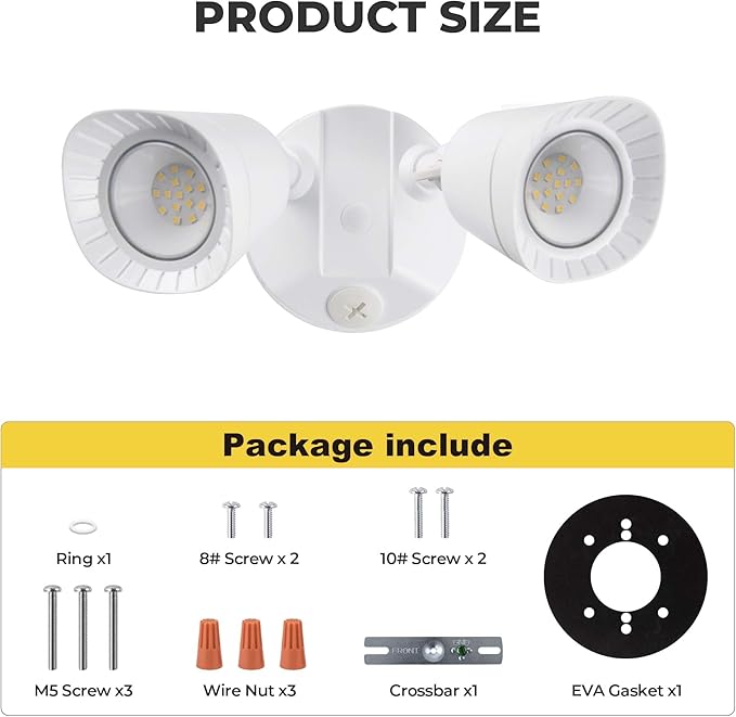 LED Flood Lights Outdoor 16W 1900LM 5000K Daylight IP65 Waterproof Security Lights with 2 Adjustable Heads Exterior Wall Light for Patio Garage Yard-White