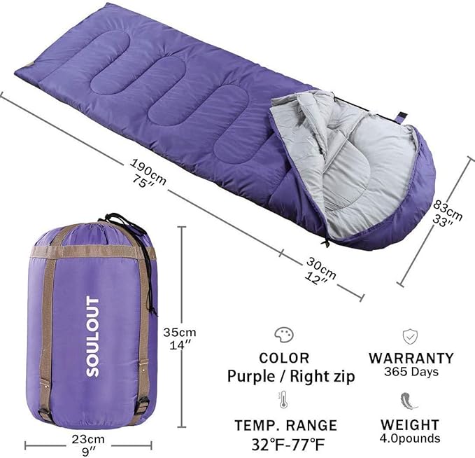3-4 Season Sleeping Bag for Adults &amp Kids Lightweight Warm Cold Weather Camping Bag with Waterproof Compression Sack – Portable for Hiking Backpacking Traveling &amp Outdoor Adventures