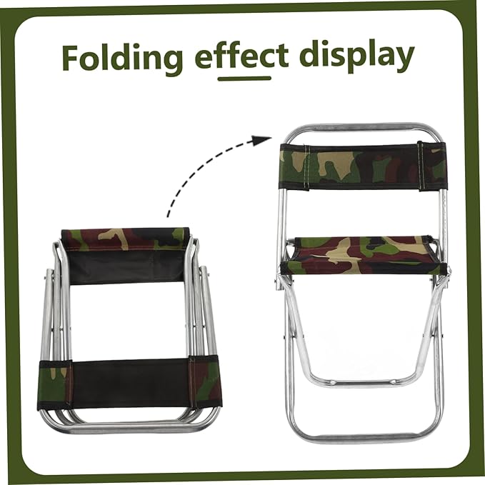 BESPORTBLE Camping Seat Portable Folding Chair Metal Frame Fishing Stool Compact for Storage