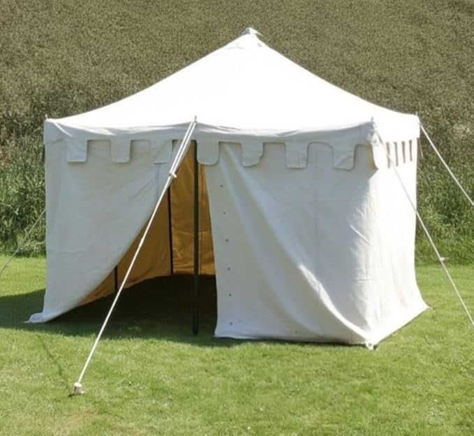 Camping Medieval Square 3x3 Meter Natural White Water Proof Camping Tent for Events Reenactment &amp Hiking