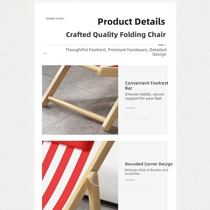 Folding Chairs Solid Wood Folding Chair for Outdoor Use Space Saving Lightweight Durable Fabric Ideal for Camping Beach Patio Garden Poolside Relaxation