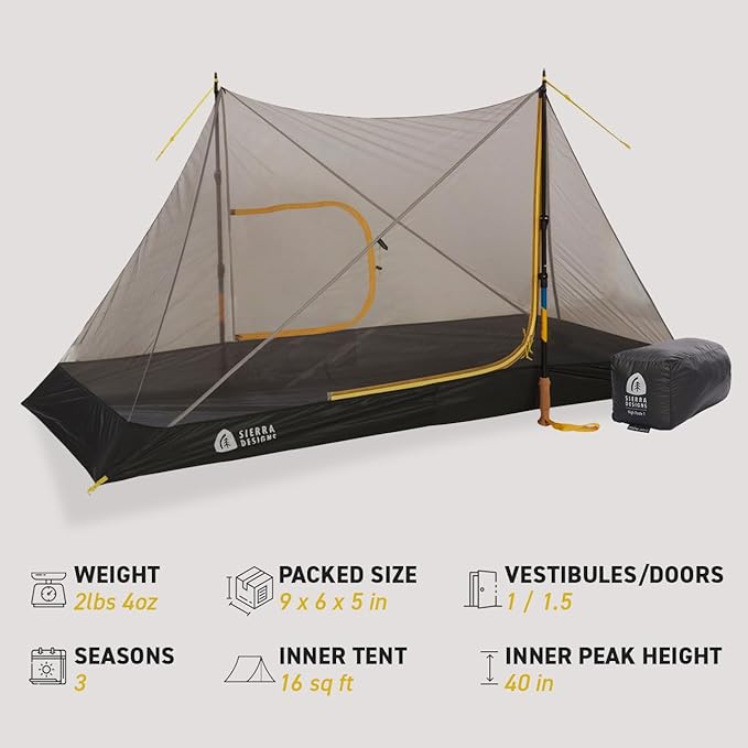 Sierra Designs High Route 1P Non-Freestanding Ultralight Trekking Pole Shelter for Thru Hiking Backpacking Camping Designed by Andrew Skurka