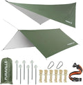 Puraville 12x10 ft Rectangle Lightweight Camping Tarps Portable Waterproof Hammock Rain Fly Tent Tarp for Camping Backpacking Green