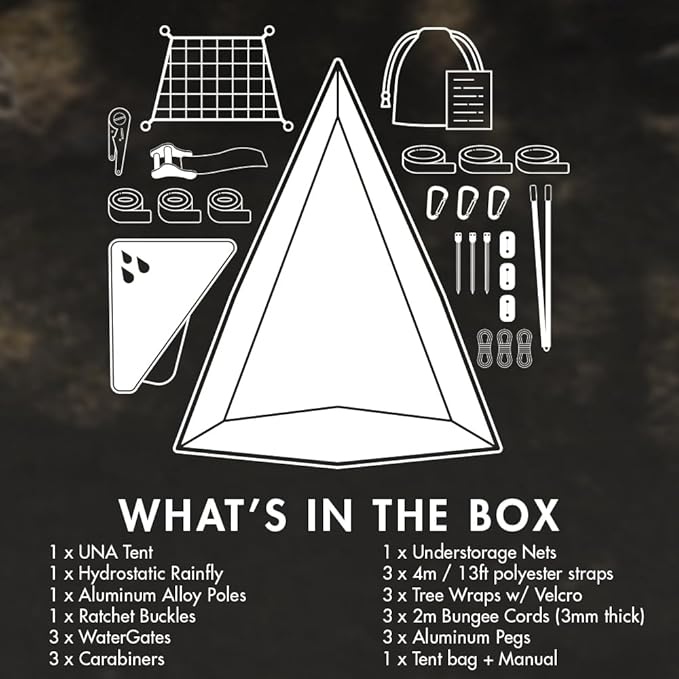 Tentsile UNA V3 Solo Tree Tent Hammock 1-Person Capacity Anti-Roll System Ratchet and Straps Included Portable Tree House Shelter Designed in The UK