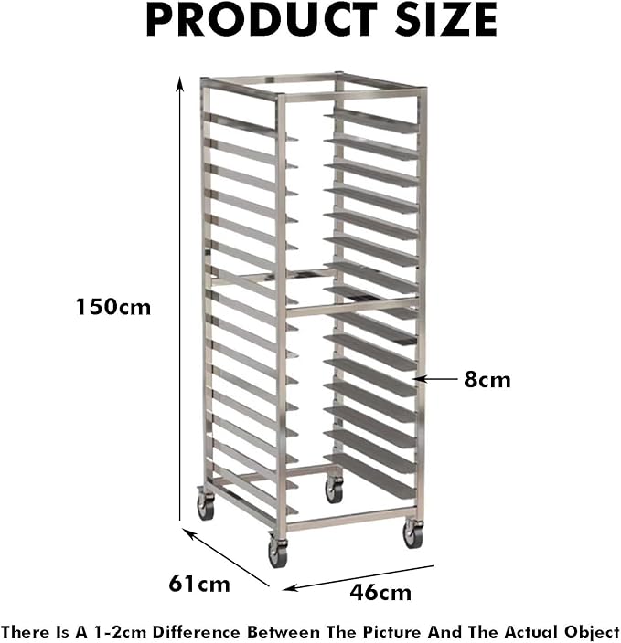 Quick Rack for Baking Pans15-Tier Baking Rack Rolling Pan Speed Rack for Cooking - Heavy Duty Home &amp Commercial Use (150x61x46cm) - Perfect for Cookies Cakes and Pastries