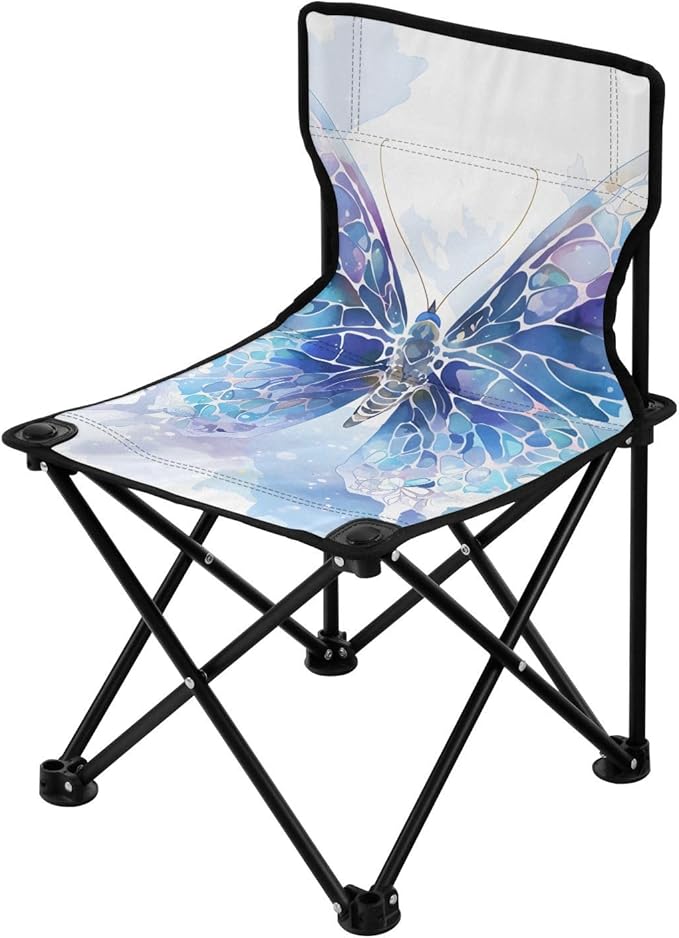 Broken Butterfly Portable Camping Chairs Folding Chair - Durable Oxford Fabric Lightweight Iron Frame Easy Fold Design - Ideal for Outdoor Activities Camping Fishing and Travel