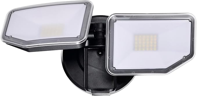 30W Flood Lights Outdoor 2700LM Super Bright LED Security Light 2 Adjustable Heads ETL Water Resistant 5000K Wall/Eave Mount Exterior LED Outdoor Light for Garage Yard Porch (Black)