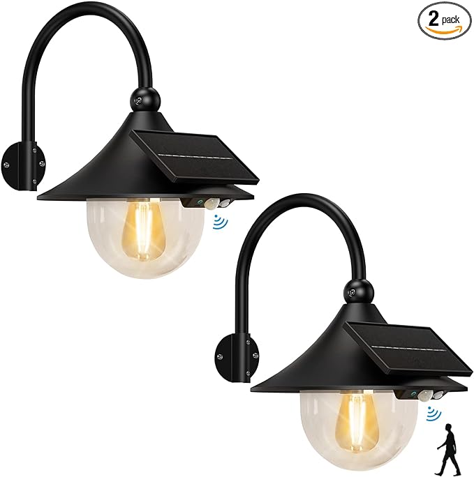 Aqonsie Solar Barn Lights with 3 Lighting Modes &amp Motion Sensor Rustic Vintage Solar Shed Light Waterproof Outdoor Wall Light for Barn Shed Chicken Coop Porch