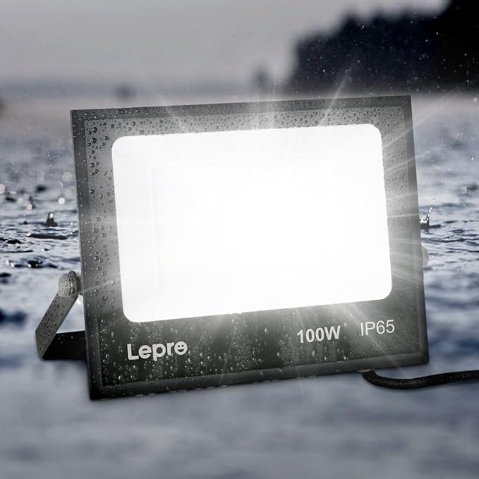 Lepro 100W Outdoor LED Flood Lights 5000K 10000 Lumens Super Bright for Yard Garden Driveway Pool Parking Area Playground Outside Floodlight Fixture (watts 100)