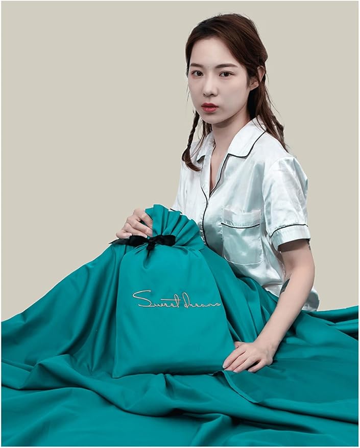 RUZGAR Sleeping Bag Liner Large Small Sized Travel Sheet 300 Thread Count Long Staple Cotton Ultra Lightweight Sleep Liner Single Double Travel Bed Sheet (Color : Blue A Size : 160x210cm-63x82)
