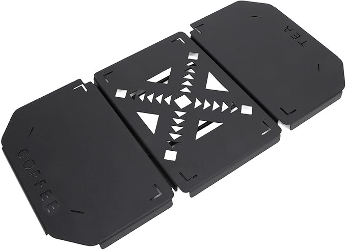 Folding Coffee Station for Lunch Box Portable Camping &amp Outdoor Table Top Aluminum Alloy with Hollow Pattern Side Expansion Panel for Fishing Boxes Compact &amp Durable Design