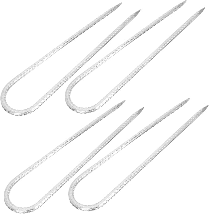 4Pcs U Shaped Steel Ground Nails for Securing Camping Tents and Trampolines Durable Stakes Lightweight and Portable for Safety and Hard Soil Insertion