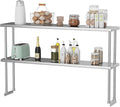 2-Tier Stainless Steel Overshelf for Work &amp Prep Table 12x60 inch Commercial Adjustable Double Shelf Heavy Duty Storage Rack for Kitchens Utility Rooms Restaurants &amp Garages