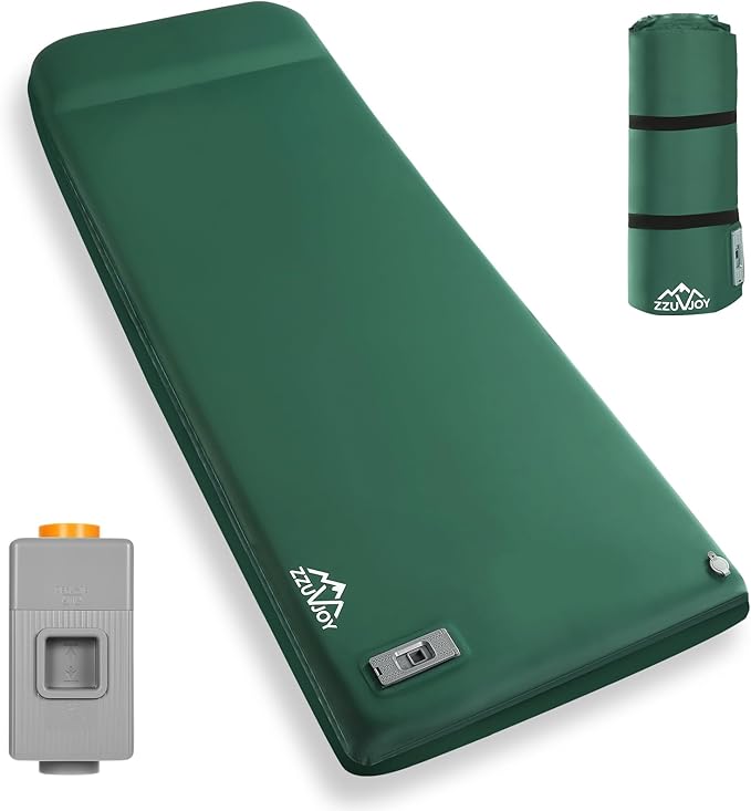 Self Inflating Sleeping Pad with Electric Pump 3.15 Ultra-Thick Memory Foam Camping Mattress 4-Season Sleeping Pad with Built-in Pillow for Camping Tent Car Travel