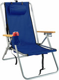 Rio Beach Original 4-Position Steel Backpack Chair with Pillow Hands-Free Beach Chair Backpack for Adults Navy