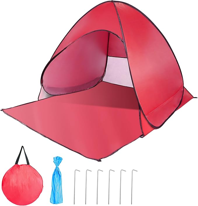 Pop Up Beach Tent Sun Shelter for 2-3 Person Sun Shelter with UPF 50+ &amp Lightweight Portable Beach Tent Easy Pop Up for Outdoor Camping Fishing