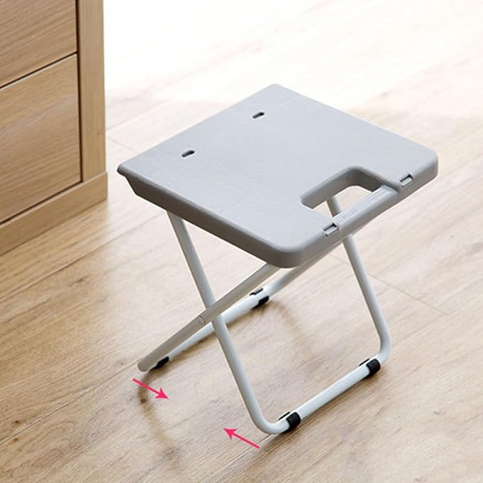 Foldable Outdoor Stool Portable Small Plastic Stool Anti-Slip Lightweight Balcony for Camping Fishing Hiking Gray
