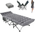 Camping Cot for Adluts Sleeping Portable Bed Folding Outdoor Cot for Camping W/Soft Pad Cement Grey