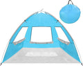 2 Person Pop Up Beach Tent Anti-UV Beach Shelter Easy Step Up 3 Mesh Windows and 6 Sandy Bags Keep Your Beach Trip Cool(Light Blue)