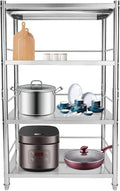 Stainless Steel Shelving 4 Tier Utility Bakers Racks Adjustable Shelf Storage Heavy Duty Shelving for Kitchen Commercial Office Garage Storage Laundry Room Organization (4-Tier 31*18*52in)