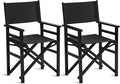 VINGLI 18.5 Folding Directors Chair Set of 2 with Solid Wood Frame &amp Beige Canvas Durable Portable for Outdoor Patio Camping Use Black