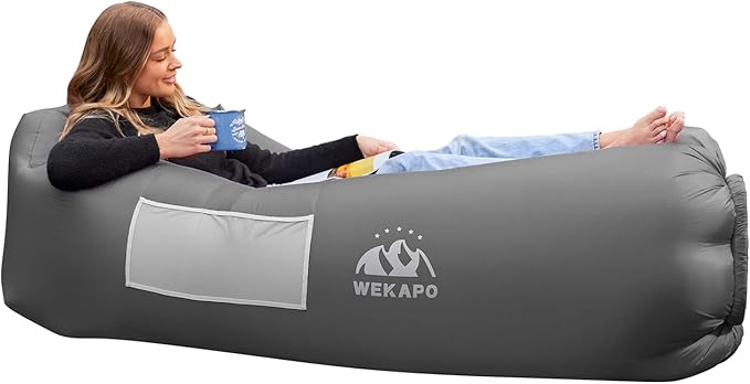 WEKAPO Inflatable Couch Air Lounger Chair - Camping &amp Beach Accessories Portable Blow up Sofa for Hiking Lawn Indoor/Outdoor Movies &amp Music Festivals. Lightweight and Easy to Set Up Air Ham