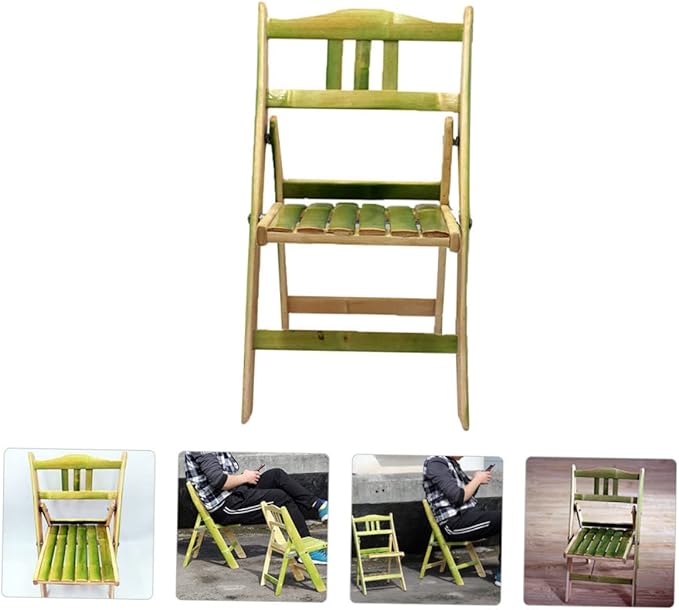 Mikikit Natural Bamboo Folding Stool with Backrest Lightweight Space-Saving Chair for Home Outdoor Use for Students and Crafts Easy No-Install Design