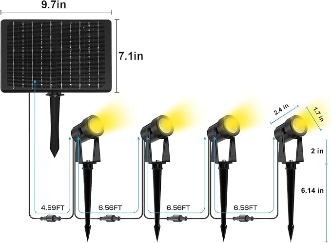 ZYAN Solar Landscape Spotlights Separate Monocrystalline Panels &amp USB-C Powered 10800mAh Auto On Off Dusk to Dawn Outdoor IP65 Waterproof Warm White for Yard Path Patio (8 Pack)