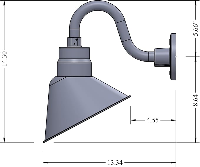 10in. White Angle Shade Gooseneck Sign Light Fixture With 10in. Long Extension Arm - Wall Sconce Farmhouse Antique Style - UL Listed - 9W 900lm A19 LED Bulb (5000K Cool White) - 2-Pack