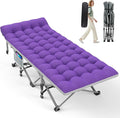 ZENPETIO 28In Folding Camping Cot for Adult Portable Sleeping Cot with Mattress Outdoor Heavy Duty Cot Bed for Camp with Carry Bag for Home Office Camp Travel Vacation-Purple