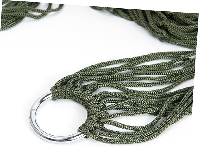 Happyyami 2pcs Strong Nylon Rope Mesh Hammock Portable Hanging Swing Bed Outdoor Leisure Bed for Camping Hunting