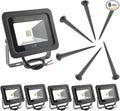 6 Pack Cool White 10W LED Flood Light Outdoor Waterproof IP65 Wall Security Landscape Lamp Home Square Yard Garage Street Pathway Spike Stand Low Voltage 12V 24V 36V 48V 60V DC AC