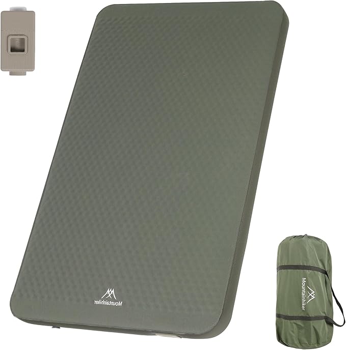 Self Inflating Double Sleeping Pad with Foam and Electric PumpInnovative Y-Shaped Telescopic Structure4.3 Thick Ultraportable Camping MattressOutdoor Compact Air Mat for Tent Car（4.2*79*55 inch）