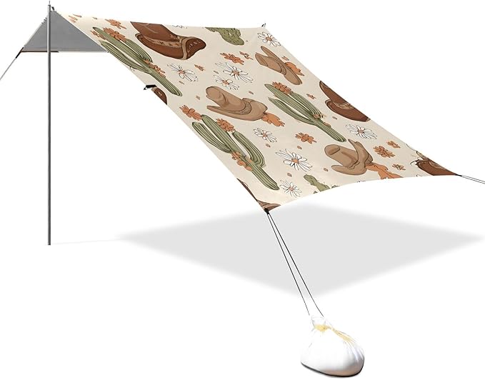 Beach Tent Sun Shelter Cactus Cowboy Hat Lightweight &amp Easy Setup Beach Shade Canopy for Camping Fishing